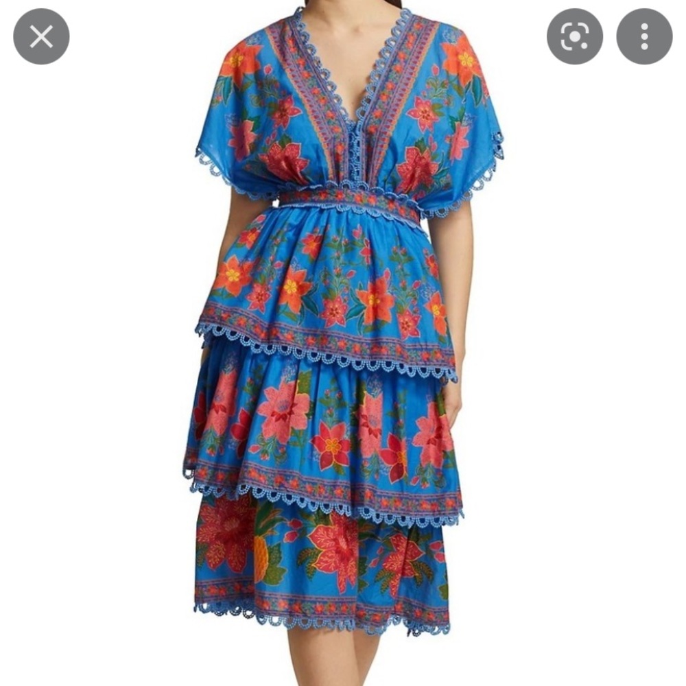 Farm Rio Tropical Tapestry Layered Midi Dress size medium HTF